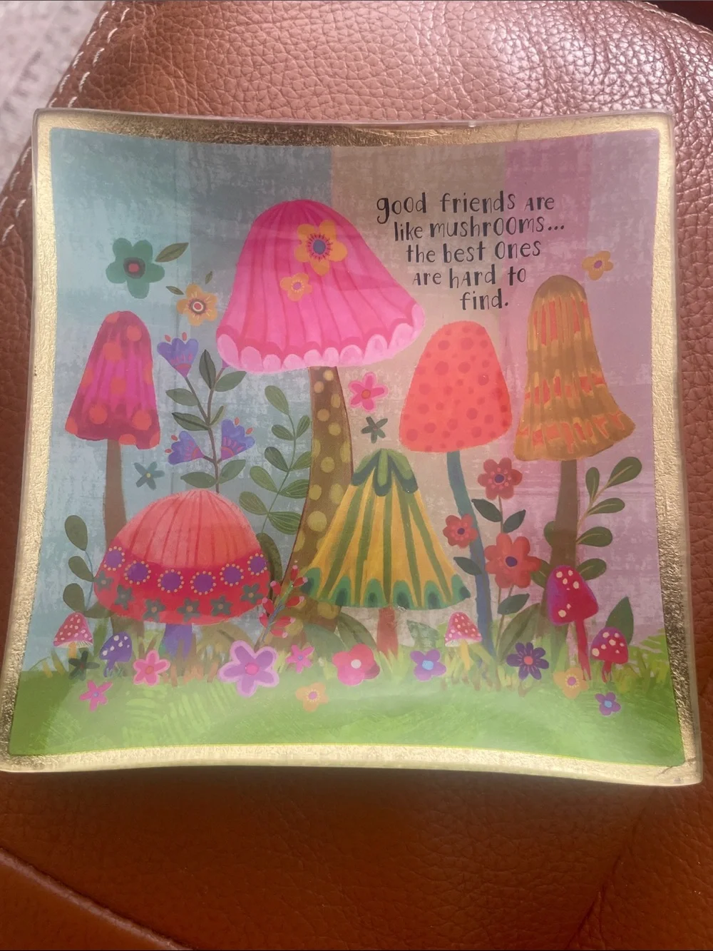 Karma Pink Multicolor Mushroom Jewelry Dish